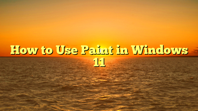 How to Use Paint in Windows 11